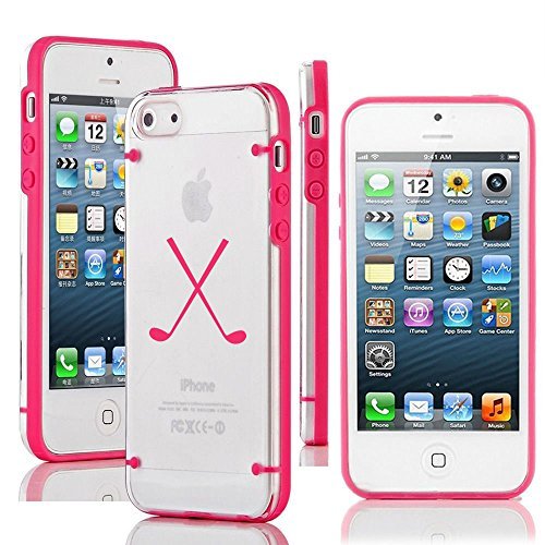 For Apple iPhone 6 (4.7") Ultra Thin Transparent Clear Hard TPU Case Cover Crossed Golf Clubs (Hot Pink)