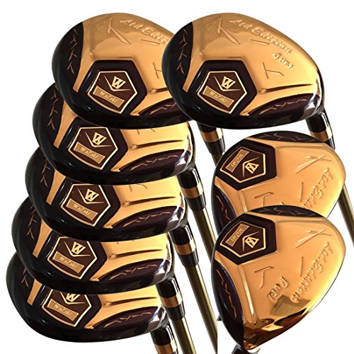 Japan WaZaki 14k Gold Finish Cyclone 4-SW Mx Steel Hybrid Irons Golf Club Set + Headcover (pack of 16) from generic