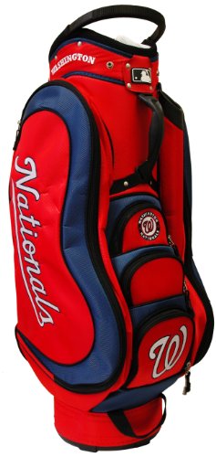 Team Golf MLB Washington Nationals Medalist Golf Cart Bag, 14-way Top with Integrated Handle & External Putter Well, 5 Zippered Pockets, Padded Strap, Umbrella Holder & Removable Rain Hood