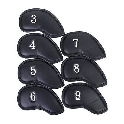 Simply Silver - 12 PCS PU Leather Golf Iron Head Covers Club Putter Headcovers 3-SW Set Black US - Unbranded from Simply Silver