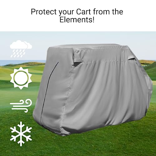 Formosa Covers | Premium Golf Cart Storage Cover for EZGo, Club car 4 Seater with 2 Seater Roof up to 58" L Grey