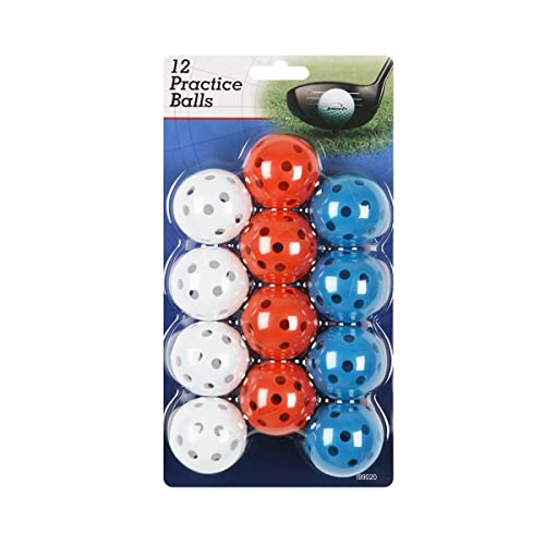 Intech Practice Balls with holes, 12 Pack (Red/White/Blue)