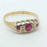 Victorian 18ct Gold Ruby Diamond Ring Size P