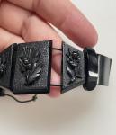 Victorian Whitby Jet Thistle and Orchid Bracelet