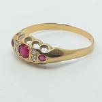 Victorian 18ct Gold Ruby Diamond Ring Size P