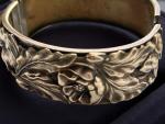 Victorian Repousse Cuff Bracelet with Floral Design