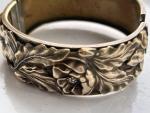 Victorian Repousse Cuff Bracelet with Floral Design