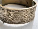 Victorian Repousse Cuff Bracelet with Floral Design