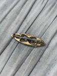 Art Nouveau Rolled Gold Brooch with Purple Rhinestones