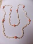 Antique Victorian Salmon Pink Coral Pearl Necklace