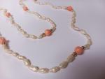 Antique Victorian Salmon Pink Coral Pearl Necklace