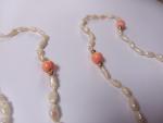 Antique Victorian Salmon Pink Coral Pearl Necklace