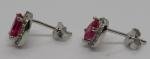 Vintage Art Deco Silver Pink Stone Oval Earrings