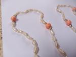Antique Victorian Salmon Pink Coral Pearl Necklace