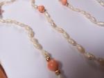 Antique Victorian Salmon Pink Coral Pearl Necklace