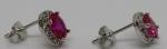 Vintage Art Deco Silver Pink Stone Oval Earrings