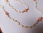 Antique Victorian Salmon Pink Coral Pearl Necklace