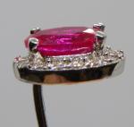 Vintage Art Deco Silver Pink Stone Oval Earrings