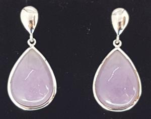 Vintage Art Deco Sterling Silver Purple Agate Earrings
