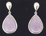 Vintage Art Deco Sterling Silver Purple Agate Earrings