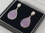 Vintage Art Deco Sterling Silver Purple Agate Earrings