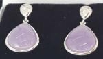 Vintage Art Deco Sterling Silver Purple Agate Earrings