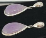 Vintage Art Deco Sterling Silver Purple Agate Earrings