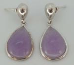 Vintage Art Deco Sterling Silver Purple Agate Earrings