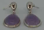 Vintage Art Deco Sterling Silver Purple Agate Earrings
