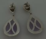 Vintage Art Deco Sterling Silver Purple Agate Earrings
