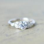 Vintage 2Ct Round Cut Diamond Flower Engagement Ring