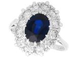 Vintage 1935 Sapphire and Diamond White Gold Ring