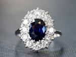 Vintage 1935 Sapphire and Diamond White Gold Ring
