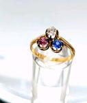 Edwardian 18ct Gold Ring with Diamonds and Gems