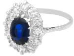Vintage 1935 Sapphire and Diamond White Gold Ring