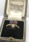 Edwardian 18ct Gold Ring with Diamonds and Gems