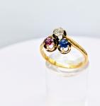 Edwardian 18ct Gold Ring with Diamonds and Gems