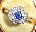 Art Deco 18ct Gold Sapphire Diamond Ring