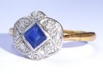 Art Deco 18ct Gold Sapphire Diamond Ring