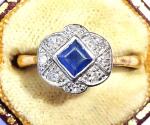 Art Deco 18ct Gold Sapphire Diamond Ring