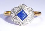 Art Deco 18ct Gold Sapphire Diamond Ring