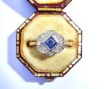 Art Deco 18ct Gold Sapphire Diamond Ring