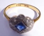Art Deco 18ct Gold Sapphire Diamond Ring