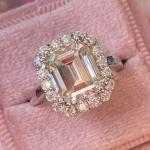 Emerald Cut Moissanite Halo Engagement Ring