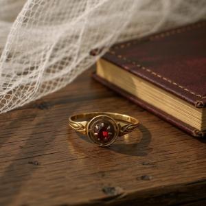 1917 Chester Garnet Gold Solitaire Ring