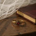 1917 Chester Garnet Gold Solitaire Ring