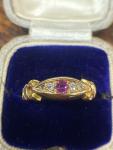18ct Yellow Gold Ruby & Diamond 5 Stone Ring