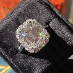 Emerald Cut Moissanite Halo Engagement Ring