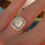 Emerald Cut Moissanite Halo Engagement Ring