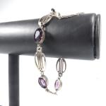Art Nouveau Amethyst Paste Bracelet with Safety Chain